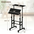 thumbnail image 3 of Costway Mobile Standing Desk Rolling Adjustable Laptop Cart Home Office Black, 3 of 11