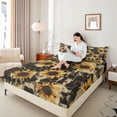 thumbnail image 4 of Castle Fairy Female Men Floral Sunflower Bed Sheets,Geometric Honeycomb King Sheets, 4 of 7
