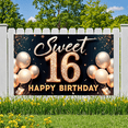 thumbnail image 5 of Yatrandify Pink Sparkle Birthday Banner Sweet 16 Celebration Decorative Design Balloon Gifts for Teen Party Girls Event, 5 of 7