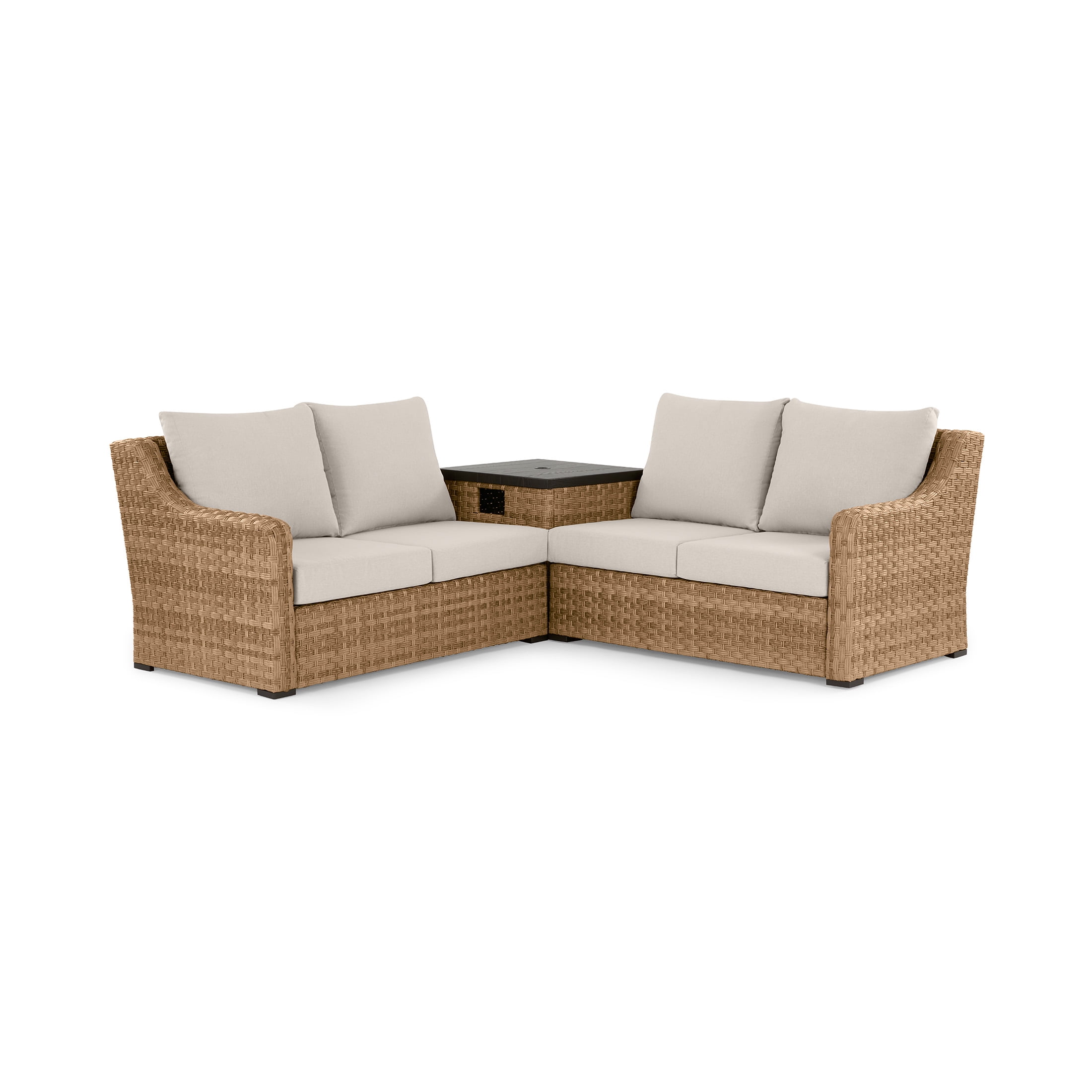 Better Homes & Gardens River Oaks 3-Piece Outdoor Sectional Set, 1 Loveseat with Right Arm, Box 2 of 2, Beige