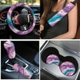 thumbnail image 3 of Yuyamidu 15 Pack Colorful Marble Print Car Seat Cover Set Universal Car Carpet Mats Steering Wheel Cover Seat Belt Covers Coasters Handbrake Cover Set Auto Accessories, 3 of 6