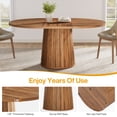 thumbnail image 6 of Tribesigns Oval Dining Table for 6 People, 55.11-Inch Farmhouse Kitchen Dinner Table with Cylindrical Pedestal (Rustic Brown), 6 of 12