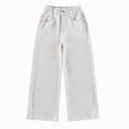thumbnail image 7 of TOWED22 Girl’s Elastic Waist Jeans Straight Leg Demin Pants Casual Stretch Long Pants with Pockets White,7-8 Y, 7 of 7