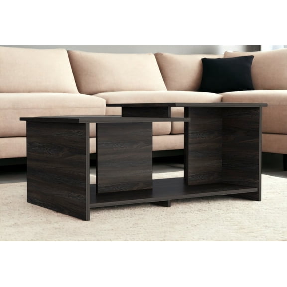 35" Espresso Wood Coffee Table With Shelf