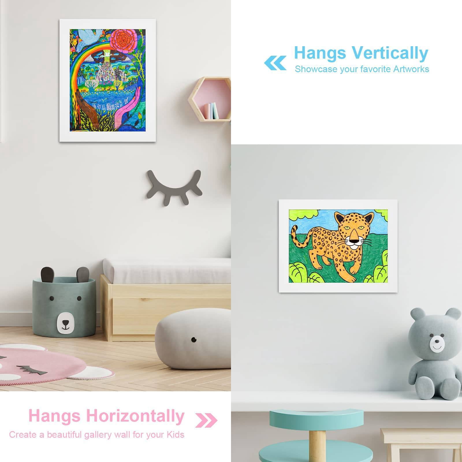 WSBArt Kids Art Frames, 8.5x11 Front Opening Kids Artwork Frames Changeable,Artwork Display Storage Frame for Wall,Holds 50 Pcs,for 3D Picture,A4 Art-Work,Crafts,Children Drawing,Hanging Art,Portfolio