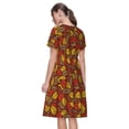 thumbnail image 2 of Bixox Robe d'Été à Manches Courtes pour Femmes Robe Ample Longueur Genou avec Poches-Automne Feuilles, 2 of 7