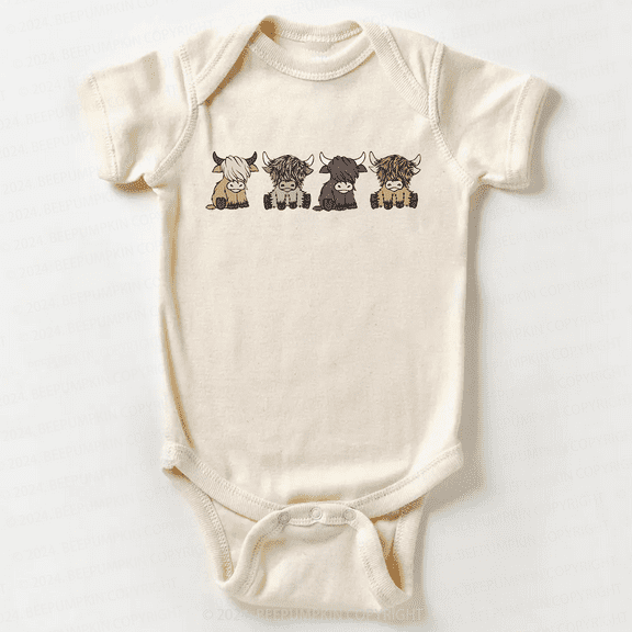 Highland Cows Baby Bodysuit Cute Baby Onesie, Baby Bodysuit Lat 4424 Cute Baby Onesie, BABY BODYSUIT LAT 4424