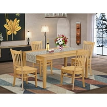 East West Furniture CAGR5-OAK-W 5 Piece Dining Table Set For 4- Dining Room Table and 4 Dining Chairs