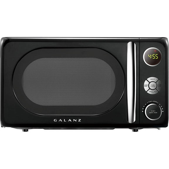 Retro-style Countertop Microwave Oven with Automatic Cooking and Reheating, Defrosting, and Quick Start Functions; Easy-to-clean Glass Turntable; Handle Design; 7 Cubic Foot Capacity