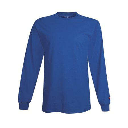 Champion Long Sleeve Tee, L, Royal Blue