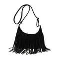 thumbnail image 1 of Bolso de hombro de moda para mujer, estilo retro, con flecos para vacaciones y exteriores Negro, 1 of 3