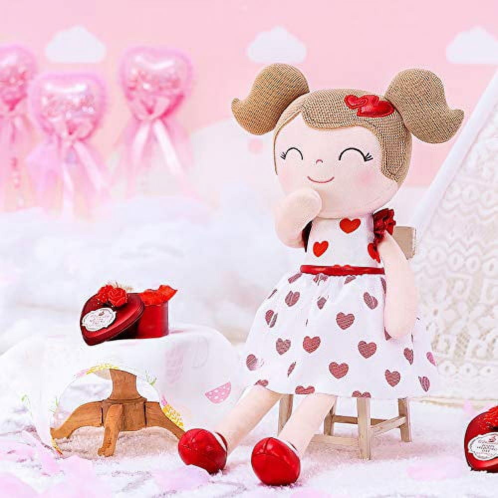 Gloveleya Baby Doll Baby Girl Gifts Soft First Baby Doll Plush Dolls Red Heart 16 Inches with Gift Box