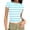Light Blue, variant on Staron Women's Casual Unstructured Print Top Round Neck Short Sleeve Fitted Slim Ribbed T-Shirt, Pink L
