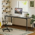 thumbnail image 5 of Computer Desk, 70 Inch Office Desk, Gaming Desk with Storage, Writing Desk Work Desk for Home Office, Study, Long Simple Desk, Large Legroom, Metal Frame, Grey, 5 of 17
