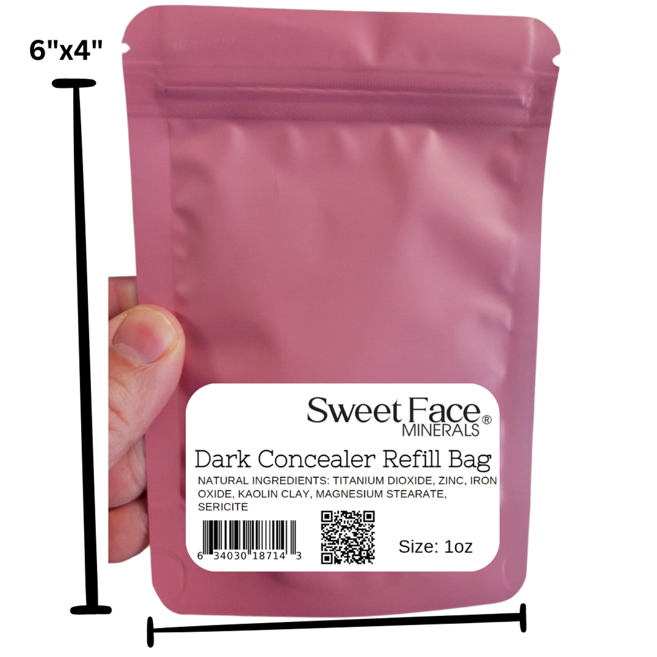 DARK CONCEALER BULK POWDER (1 Ounce Refill Pouch) Mineral Makeup Loose Matte Cover Up Conceals Blemishes Under Eyes Dark Circles Redness Discoloration Scars SPF 20 Full Coverage Instant Eraser