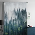 thumbnail image 5 of Green Forest Semi Sheer Curtains Drapes for Living Room, Bedroom, French Doors Window 84 Inches Long, Natural Landscape Modern Abstract Art Rod Pocket Chiffon Curtain Drapery Voile Draperies Panel, 5 of 6