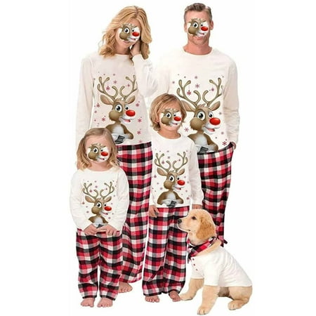 

wsevypo Family Matching Pajamas Christmas Pjs Holiday Nightwear Sleepwear Sets Long Sleeve Pjs for Adult Kids Baby Dog