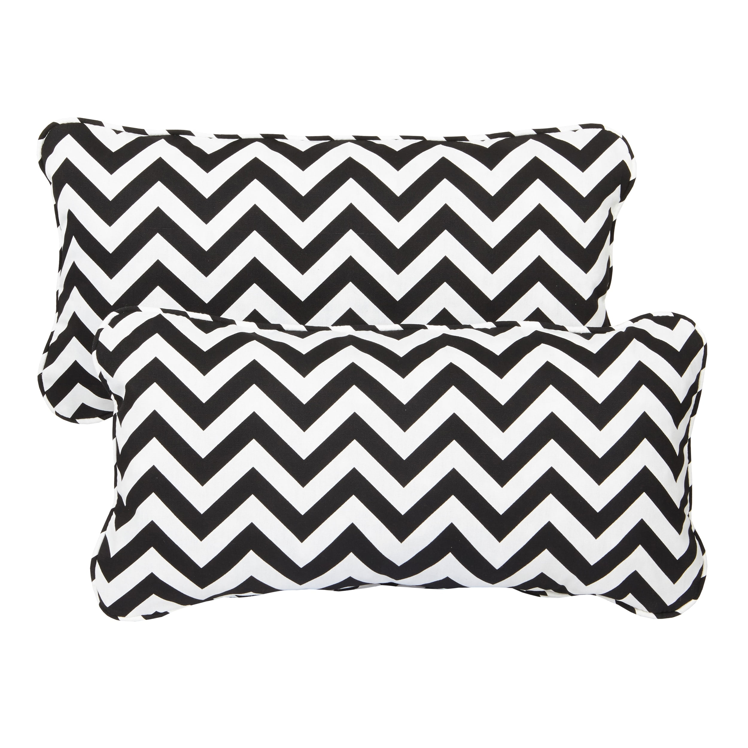 Humble And Haute Black Chevron Corded 12 X 24 Inch Indoor Outdoor Lumbar Pillows Set Of 2 Walmart Com Walmart Com