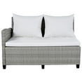 thumbnail image 5 of 5-Piece Outdoor Patio Rattan Sofa Set, Sectional PE Wicker L-Shaped Garden Furniture Set with 2 Extendable Side Tables, Dining Table and Washable Covers for Backyard, Poolside, Indoor (White), 5 of 11