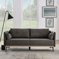 thumbnail image 3 of Hypeshops Modern Sofa 3-Seat Couch with Stainless Steel and Metal Features, Grey, 3 of 5