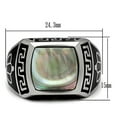 thumbnail image 2 of Luxe Jewelry Designs Men's Stainless Steel Ring with Gray Precious Stone Conch - Size 9, 2 of 4