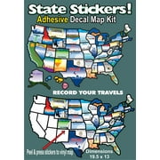State Sticker STATESTICKERMAP Travel Map Sticker  United States Map With 50 State Stickers; Self Adhesive Type; Permanent State Sticker; 19-1/2 Inch Length x 13 Inch Width; Vinyl Map