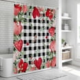 thumbnail image 5 of Valentine's Day Love Heart Shower Curtain Set - 48" x 72" Washable Bathtub Curtain with 12 Hooks, Eucalyptus Black Plaid Love Heart Waterproof Fabric Stall Shower Curtains for Bathroom/Bathtub Décor, 5 of 6