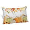 thumbnail image 2 of Orange Green Pumpkins Throw Pillow Cover, Pillowcase Protectors with Zipper, Breathable Decorative Lumbar Pillow Case Cover, Fall Thanksgiving Maple Leaves Pillow Shams for Couch Sofa 12x20Inch, 2 of 9