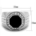 thumbnail image 2 of Anillo para hombre Onyx negra piedra cz octagono & claro CZ acero inoxidable, 2 of 8