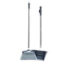 PureCasa Household Broom and Dustpan Set of 2 for Home Office, Broom with Dustpan Combo Set for Indoor Outdoor, Cleaning Supplies Foldable Rotating Extended Brooms, 1PC, Silver, 28.3"x10"x10"