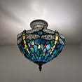 thumbnail image 2 of Enjoy Decor Lamps Tiffany 12-Inch 2-Light Bronze Ceiling Light with Stained Glass Bowl, 2 of 6