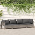 thumbnail image 1 of vidaXL 4 Piece Garden Lounge Set with Cushions Grey Poly Rattan, 1 of 5