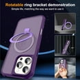thumbnail image 4 of For Apple iPhone 13 Translucent Matte Finish, MagSafe Compatible, Built-in Ring Stand, Shockproof Protective Back Phone Case Cover by Xpression, Purple, 4 of 8