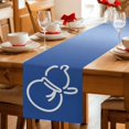 thumbnail image 5 of Blue Cute Gourd Table Runner 90 Inches, Geometric Modern Abstract Art Bed Runner Dresser Scarves Tabletop for Indoor Outdoor Parties/Ceremony/Banquet, 13" x 90", 5 of 9