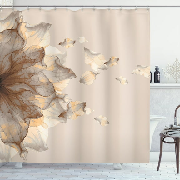 Ambesonne Flower Shower Curtain, Abstract Futuristic Petals, 69"Wx84"L, Champagne