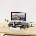 thumbnail image 4 of Monitor Stand Riser, OImatser Foldable Computer Monitor Riser, Adjustable Height Computer Stand and Storage Drawer & Pen Slot, Phone Stand with Computer, Desktop, Laptop, Save Space (Black), 4 of 15