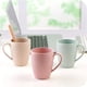 thumbnail image 2 of Vaso de paja de trigo rosa elegante, ecológico, de 500 ml, para té, café y agua, con asa portátil, ideal para baños, 2 of 5