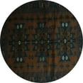 thumbnail image 1 of Ahgly Company Indoor Round Abstract Turquoise Blue Contemporary Area Rugs, 3' Round, 1 of 4