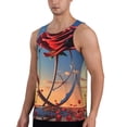 thumbnail image 2 of Uemuo Sunset Rose Elegance Pattern Men's Muscle Shirts Sleeveless Dry Fit Gym Workout Tank Top Lightweight Sports Tank Top Beach Tank Top, Loose-fit Sleeveless Shirt-, 2 of 7