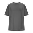 thumbnail image 2 of Scyoekwg Womens Tops Trendy Summer Loose Comfy Blouse Crewneck Oversized Tees Going Out Tops Classic Solid Color Casual Tshirt Short Sleeve Blouses (Dark Gray,XXL), 2 of 5