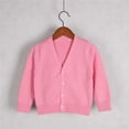 thumbnail image 2 of HNMKIU Solid Color Cardigan Long Sleeve Button Sweater Crew Neck Cardigan Sweaters for Kids Girls and Boys Knit Coat 1-8y Light Pink-b,18-24Months, 2 of 3