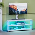 thumbnail image 1 of Greenstell Swivel TV Stand with Mount & Power Outlet - Height Adjustable Entertainment Center with LED Lights for 32-70 Inch TVs, White, 1 of 7