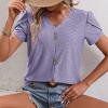 thumbnail image 1 of Blouse à Manches Courtes Col en V pour Femmes Polyester Doux Respirant Mode Décontractée pour Printemps Été Travail Rendez-Vous Vacances Usage Quotidien, 1 of 9