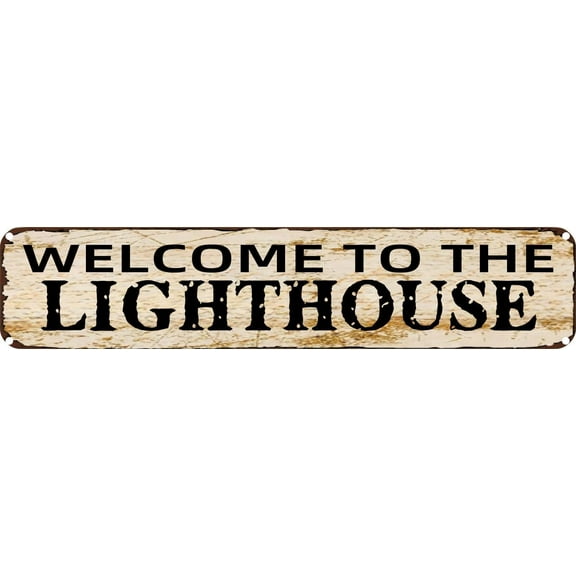 Vintage Tin Sign Retro Metal Wall Decor Welcome To The Lighthouse Rustic Aluminum Plaque for Home,Bar,Kitchen,Garage,Man Cave 4x16 Inch