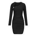 thumbnail image 4 of Top Style Trends for Women!ChaoHeng Clearance Long Dresses under $5.00 Plus Size Womens Plus Size Dresses for Curvy Women Deals Women's Sexy Solid Long Sleeve Buttocks Dresses, 4 of 6
