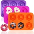 thumbnail image 1 of 3 Pack Non-Stick Silicone Donut Molds For Making Donuts, Muffins, Cupcakes, Bagels, 1 of 5