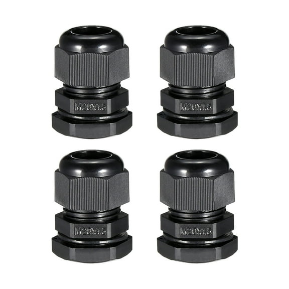 4Pcs M20 Cable Gland Waterproof Plastic Wire Glands Black for 6-12mm Dia Wires