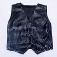 thumbnail image 5 of Teen Boys' 2 Piece Outfits Sleeveless Solid Color Sequin Sparkly Vest Jazz Dance Performance And Pants Summer Outfit Set for Boys Size 14-15T, 5 of 6