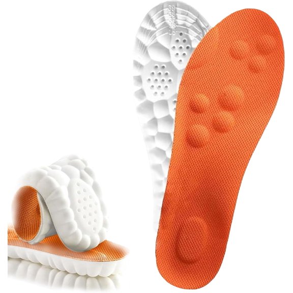 Steppers Insoles for Men Women, New Ultra-Soft Steppers Massage Insole, Trim to Fit Insoles with Arch Support for Foot Pain Relief and Fatigue Reduction (1 Pair-Orange, Men 4-4.5/Women 5.5-6)