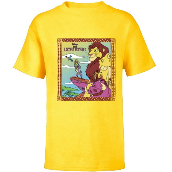 Disney The Lion King 30th Anniversary Family Retro Colors - Short Sleeve T-Shirt for Kids - Customized-Yellow